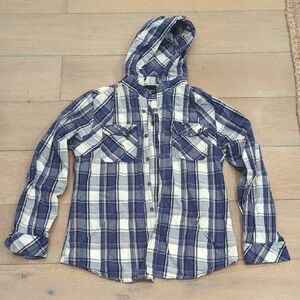 Cotton On Navy and Cream Plaid Shirt